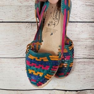 Mexican artisan huarache leather and suede flats